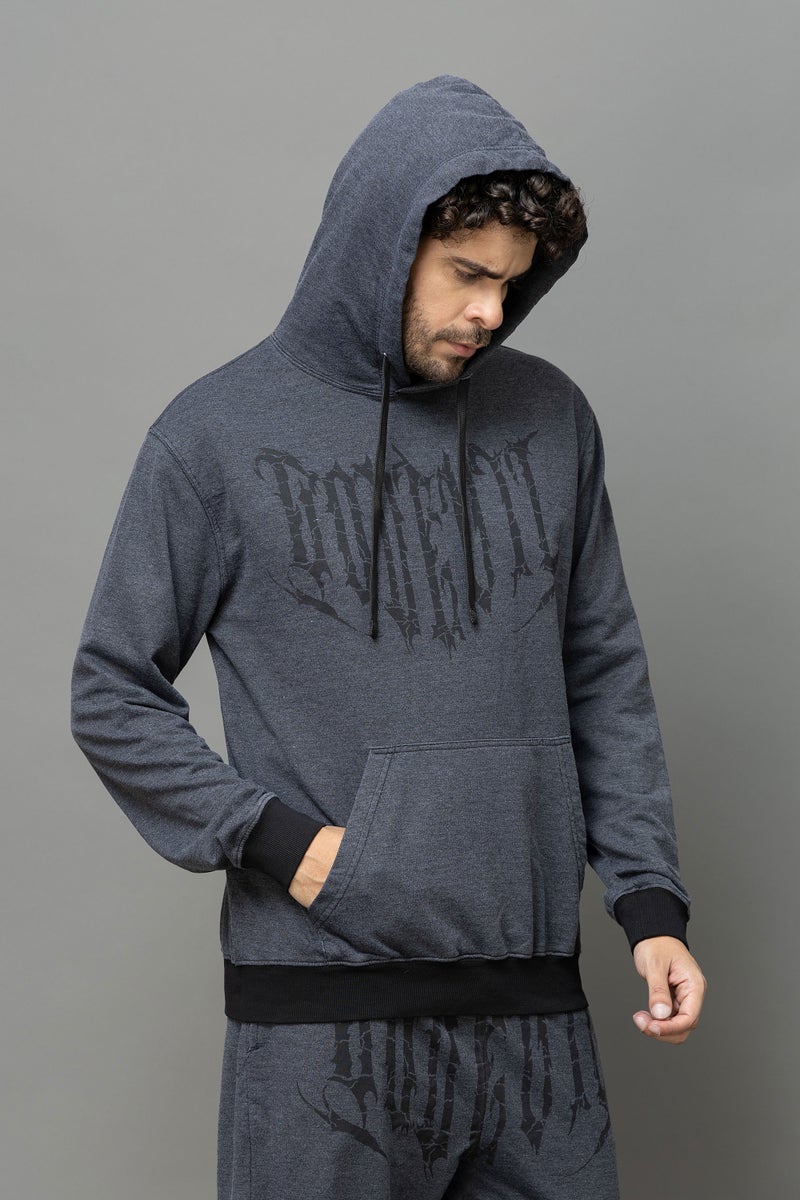 Go Devil Printed Dark Grey Hoodie For Men - Image 2
